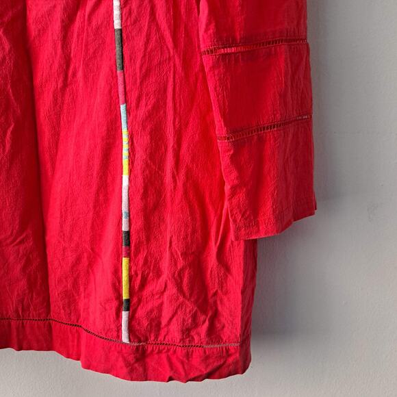 Prana Womens Boho Red Slit Front Long Sleeve Lacy Mini Dress / Tunic - Size L - Picture 9 of 11